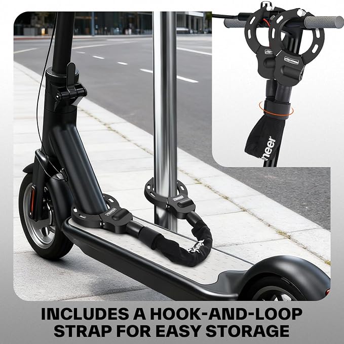 Sportneer Scooter Lock: 7mm Square Chain Anti-Theft Cut Resistant Bike Lock with 3 Keys, 2.46ft/75cm Heavy Duty 3 Position Adjustment Bike Chain Lock for E-Bike/Electric Scooters, Door, Gate
