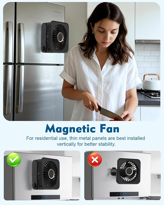 Magnetic Cruise Desk Mini Fan, 4000mAh Ultra-Slim Travel Fan Rechargeable, 0-100 Speeds, 150° Adjustable Portable Fan for Ship Cabin, Bedroom Sleeping, Camping, Travel & Cruise Essentials 2026, Black