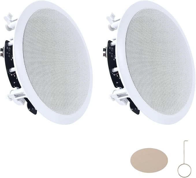 VEVOR in Ceiling Speakers, 8", in-Ceiling & in-Wall Speaker System, Hi-Fi Sound, 150W Peak, 2-Way Flush Mount Speakers, for Damp Humid Placement, Home Theater, Living Room, or Covered Patio, 1 Pair