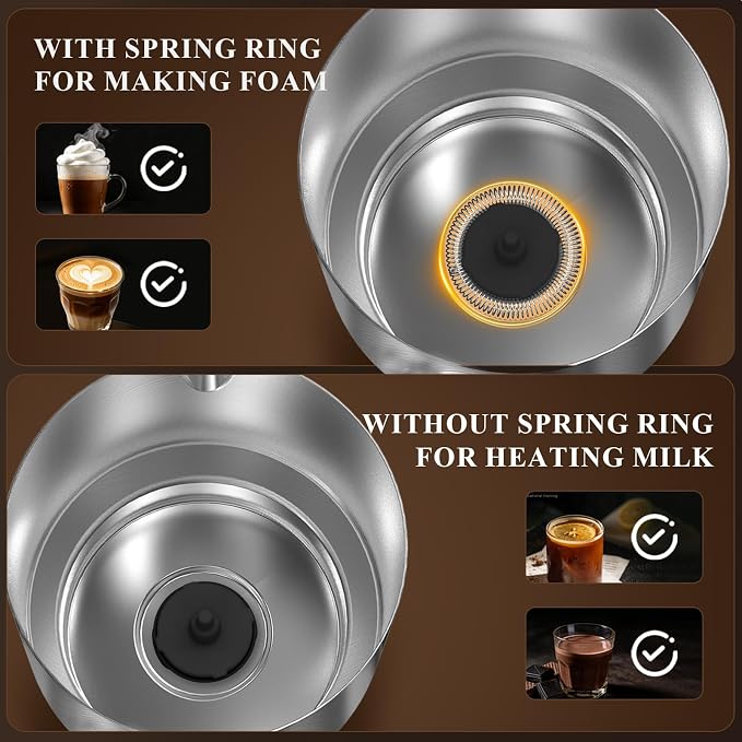 Milk Frother and Steamer, Detachable Electric Milk Frother, Automatic Warm and Cold Foam Maker, Stainless Steel Jug, BPA Free