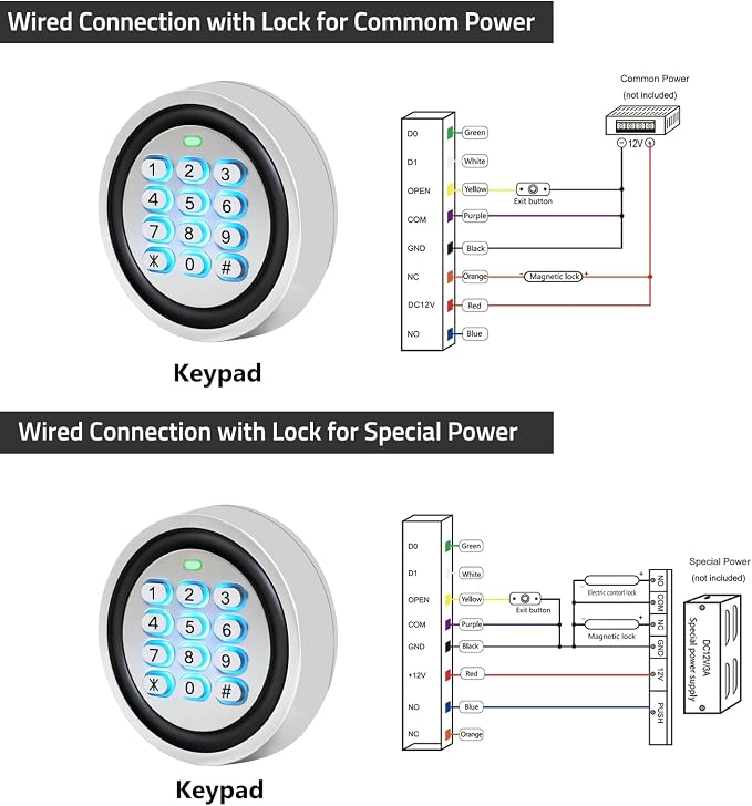 Security Wired Access Control Keypad, Metal Door Keypad, PIN Code & ID Card Key pad, Digital Code Entry Gate Keypad for Garage Door, Swing Sliding Gate Opener, Magnetic Lock and Access Control System