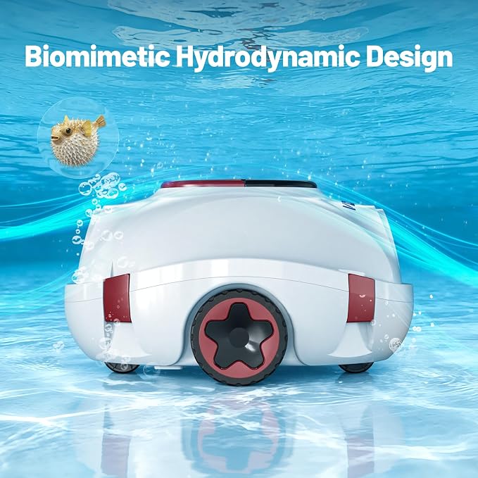 VONKO P10 Pool Vacuum for Above Ground Pool, Cordless Robotic Pool Cleaner and Above Ground Pool Vacuum, Automatic Pool Vacuum with 100-Min Runtime, Self-Parking,White
