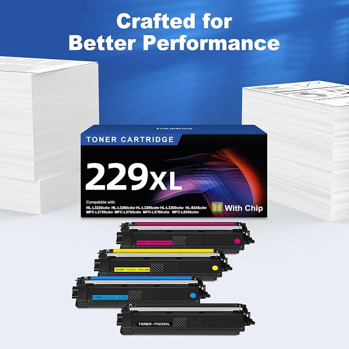 TN229XL 229XL TN229 High Yield Toner Cartridge Compatible Replacement for Brother TN229XL TN-229 Works with Brother MFC-L3720CDW L3780CDW L3765CDW HL-L3220CDW L3280CDW L3300CDW Printer (4-Pack Color)