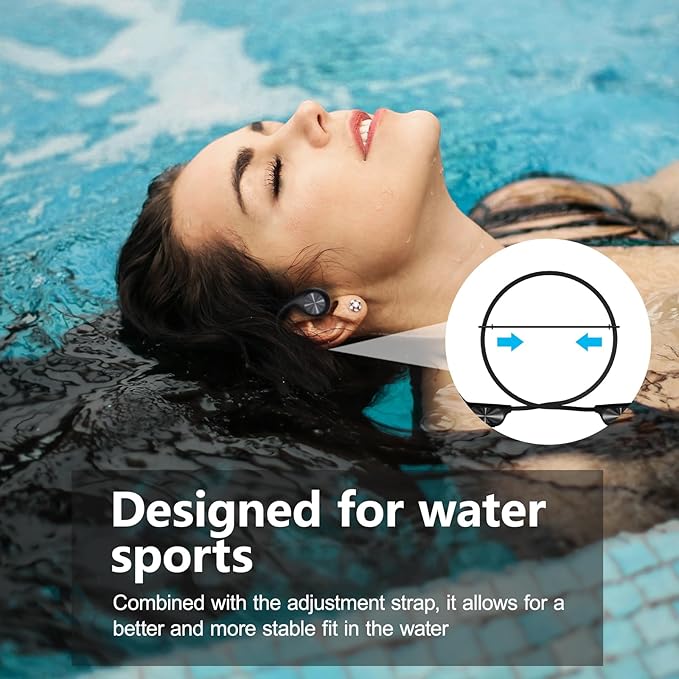 Bone Conduction Headphones for Swimming, IPX8 Waterproof Swimming Headphones with 32GB MP3 Memory and Bluetooth 5.4, Underwater Earbuds Secure Fit Open Ear Sports Headphones for Running, Cycling