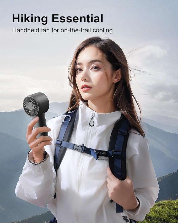 SOTHING Handheld Fan, with Cooling Compress, 1–100 Stepless Speeds, 18hrs Battery Life, Digital Display, 30dB Ultra-Quiet, USB-C Rechargeable, Portable Handheld Turbo Fan for Travel, Indoor & Outdoor