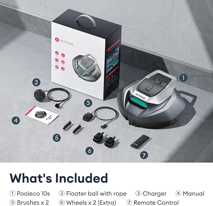 Ultenic Cordless Robotic Pool Cleaner with Remote&APP Control, Pool Vacuum for Above & In-Ground Pool up to 850 Sq.ft., 90 Mins Long Runtime, Fast Charging, Self-Parking&2.5L Large Filter, Green