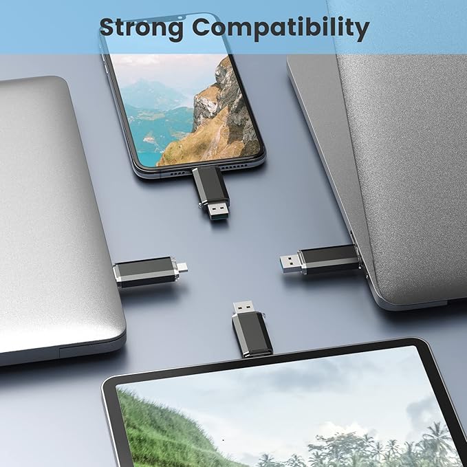 Vansuny 128GB Type C Flash Drive Upgraded 150MB/s USB 3.1 Flash Drive 2 in 1 OTG USB A + Tape C Memory Stick with Keychain Dual Type C USB Thumb Drive for Android Smartphones, Tablets, MacBook, PC