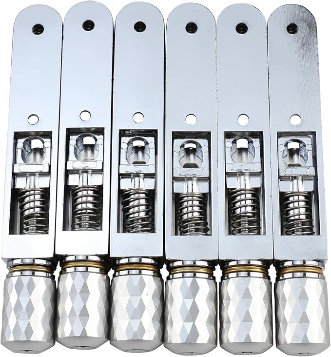 Pack of 6 Individual Single Tubular Fixed Bridge 6 String Electric Bass Bridge for Headless 6-string Bass Replacement Parts Chrome