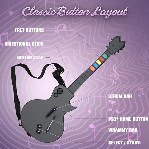 Hyperkin - Hyper Jammer - Wireless Guitar Controller for PS3 & PC, Compatible with Guitar Hero, Rock Band & Clone Hero - Black
