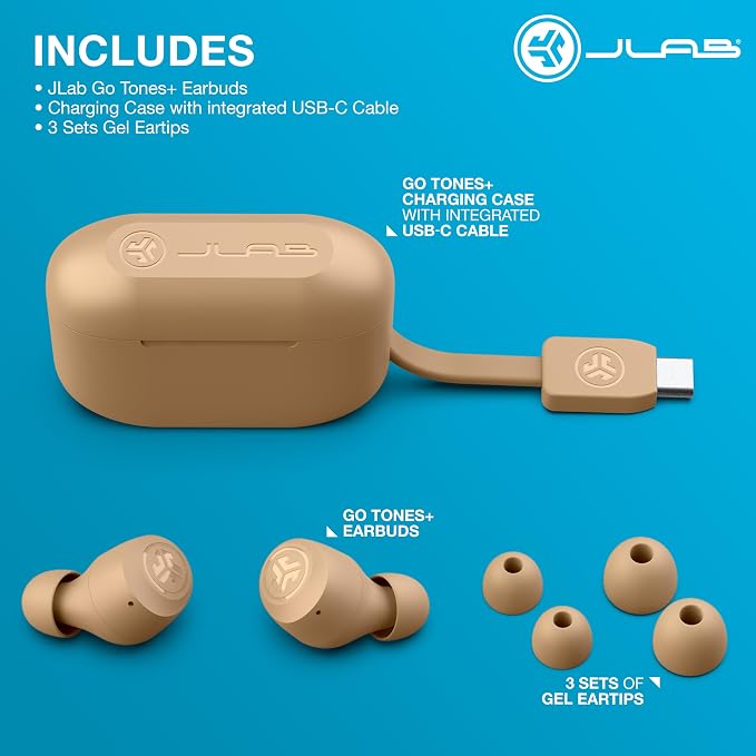 JLab, Go Air Pop+ Tones, True Wireless Earbuds, Bluetooth, IPX4, Dual Connect, 728 N