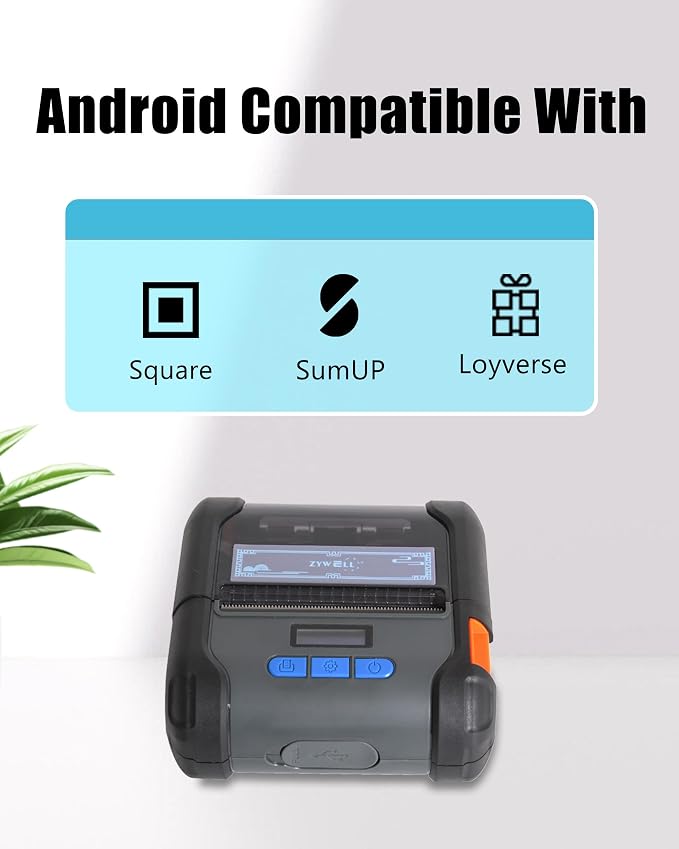 ZYWELL ZM04 2.0 Bluetooth Thermal Receipt Print & Label Print Two-in-One,Works with Android Square Supprot 58mm/80mm,NO iOS/WiFi