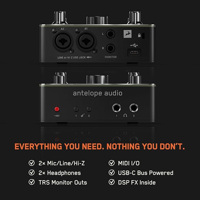 Antelope Audio Zenith 2 USB-C Audio Interface for Guitar, Vocals, Streaming & Podcasting, Featuring Studio-Grade Preamps, Effects and Presets for Effortless Professional sound