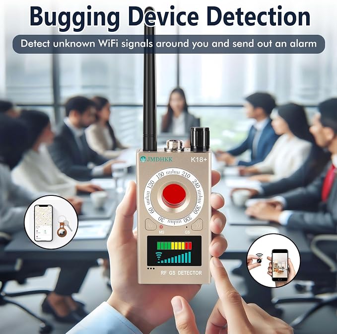 JMDHKK Hidden Camera Detector, Spy Camera Finder, Bug Detector, Magnetic Field Sensor, Listening Device Detector – Privacy Protection Tool for Home, Office, Hotel, and Travel Security(Gold)