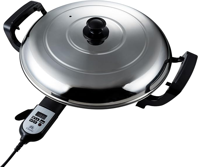 Ethniq 18.5" Electric Griddle for Ethiopian Injera, Somalian Anjero, Crepe, Lefse, Mogogo, Mitad, Pancake Teff Injera Maker - Adjustable Digital Heat Control - Non-Stick Surface -