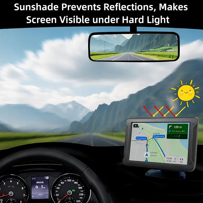 Wireless Carplay Screen for Car,7" Portable Apple Carplay and Android auto, GPS Navigation, Mirror Link, Siri & Voice Control