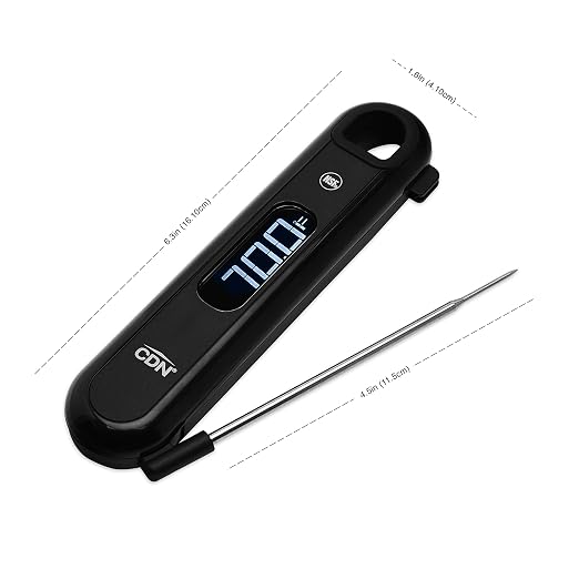 CDN DTF572 ProAccurate® Digital Thermometer - Folding Thermocouple Thermometer - Backlit Easy to Read Display - Stainless Steel Thin Tip Probe, Black