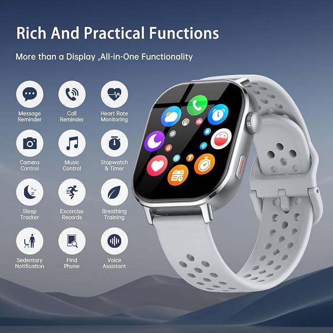 uaue GPS Smart Watch for Men, Fitness Tracker with 110+ Sports Modes, Fitness Watch with 2.06" AMOLED Touchscreen, Heart Rate/Sleep Monitor, IP68 Waterproof, Notifications for Android iOS