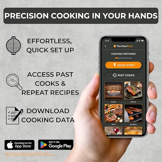 MeatStick 4X Wireless Meat Thermometer for Grilling and Smoking, Bluetooth Temperature Probe with 4 Sensors, 650ft+ Range for BBQ, Smoker, Oven