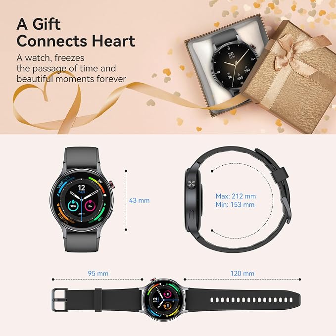 Smart Watch for Men Women, Answer/Make Call, 1.32'' AMOLED Ultra-Clear Screen Fitness Tracker with Heart Rate/Sleep/SpO2 Monitor, Smartwatch for iPhone/Samsung/Android, 110 Sport Mode, 3ATM Waterproof