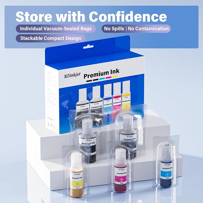 Compatible for 542 Ink Refill Bottles Fits ET-5150 ET-5170 ET-5180 ET-5800 ET-5850 ET-5880 ET-16600 ET-16650, T542 Pigment Ink Bottle Combo Pack for Workforce ST-C5000 ST-C5500(2BK C M Y)