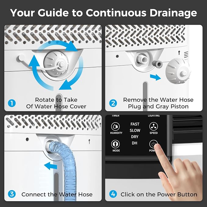 4000 Sq.Ft Dehumidifier for Basement with Drain Hose, Trazico 45 Pint Dehumidifiers for Home or Garage, Smart Humidity Control, Auto Defrost, 24H Timer, Ideal for Large Rooms
