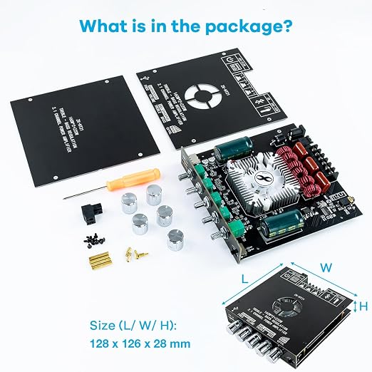 ZK-HT21 TDA7498E Bluetooth Amplifier Board 160W×2+220W Subwoofer 2.1 Channel Audio Receiver Power Amplifier Module with Treble and Bass Control for DIY Speakers