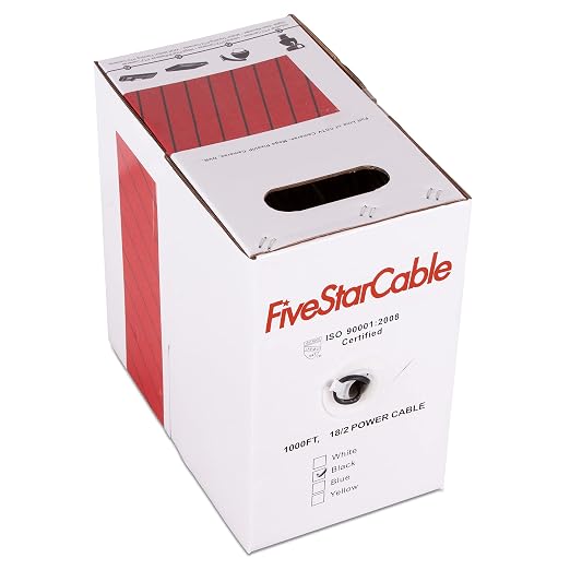 18/2 Gauge Low Voltage Cable Wire - 1000 ft, 18 AWG, 2 Conductors, PVC Jacket - for Security Systems, Alarm, Audio, Control, Intercom, and Speaker Applications