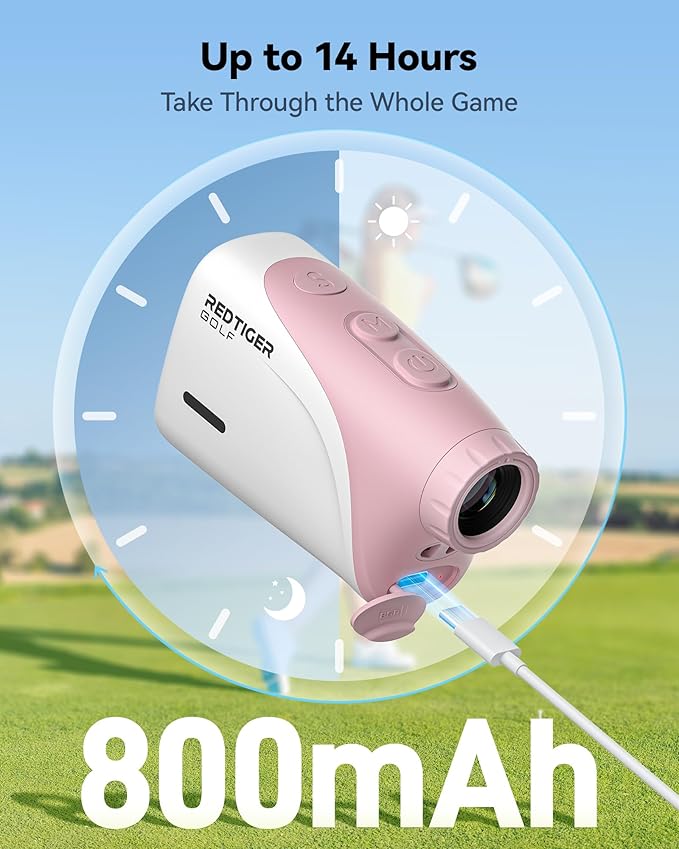 REDTIGER Mini Golf Range Finder with 1200 Yards, IP65 Waterproof and Slope Switch, 7X Magnification, Magnetic & Rechargeable Golf Rangefinder, Flag Pole Lock Vibration