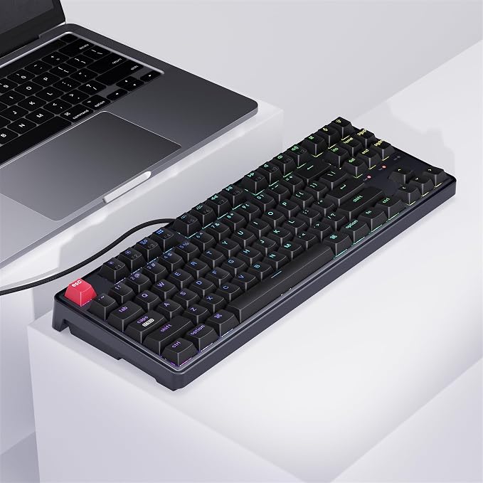 Keychron C3 Pro TKL 80% Wired Mechanical Keyboard, 8K Polling Rate, QMK/VIA Programmable, Hot-Swappable, RGB Backlit Shine-Through Keycaps, Super Banana Switch, for Windows/Mac