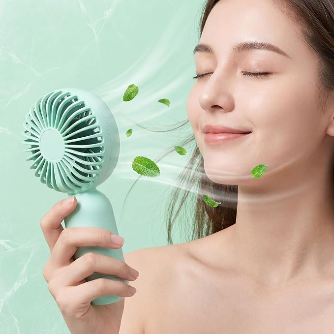 Rossesay 72 Pcs Mini Portable Fan Bulk Cute Handheld Lightweight Small Little Personal Hand Eyelash Fan 3 Speeds USB Rechargeable for Women Men Indoor Outdoor Makeup Travel (Green)