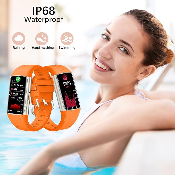 Smart Watch, Step Tracker Watch with 24/7 Heart Rate Monitor, Blood Oxygen, Sleep Monitor, Step Counter, Sports, IP68 Waterproof Fitness Watches for Men Women Compatible with Android & iPhone (Silver)