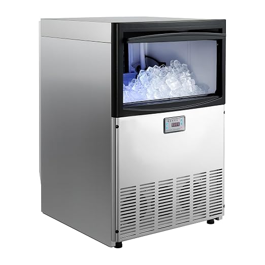 VEVOR Commercial Ice Maker Machine, 200 lbs/24h with 50 lbs Storage Capacity, Built-in/Freestanding/Under Counter, Stainless Steel Ice Maker with LED Display & Self-Cleaning, for Home Bar Restaurant