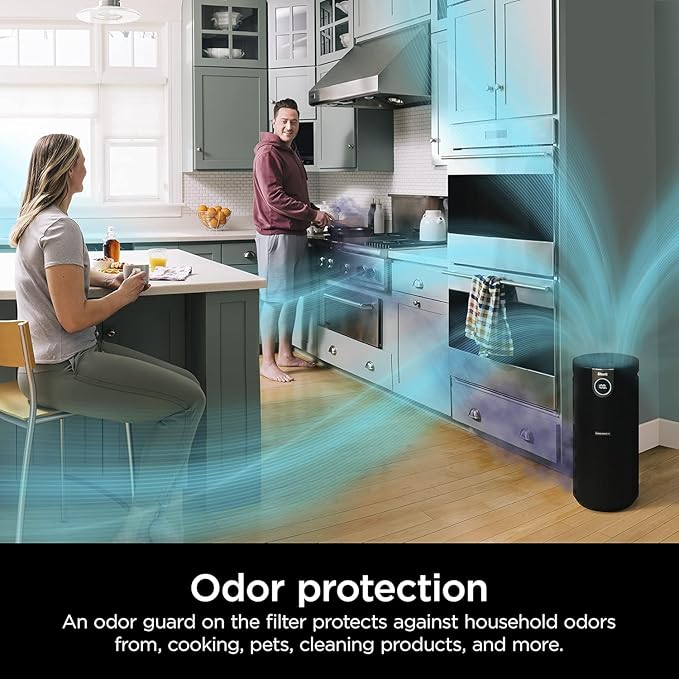 Shark Air Purifier MAX with NanoSeal HEPA, Clean Sense IQ, Odor Lock, Filters up to 1200 Sq. Ft. and 99.98% of Airborne Particles, 0.1–0.2 Microns, Grey, HP202 (Renewed)