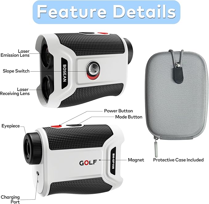1200 Yards Range Finder Golf with Slope, 7X Magnification Range Finder, Lightweight Portable Rechargeable Rangefinder, Flag Lock Vibration, Switch for Legal, Range Finders for Golf Accessories
