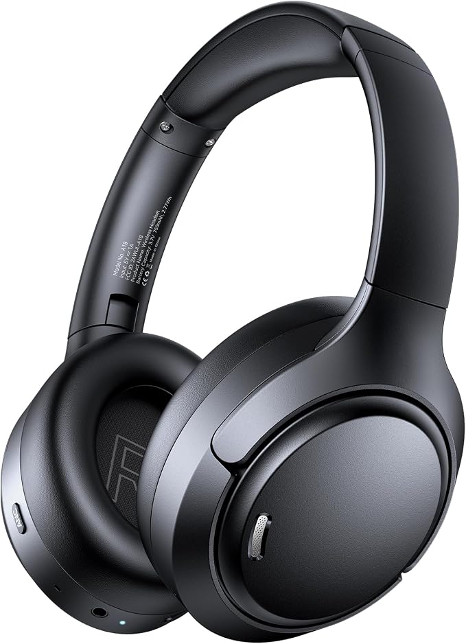 Hybrid Active Noise Cancelling Bluetooth 6.0 Headphones 120H Long Playtime, 6 ENC Mic, Over Ear Headphones Wireless, Hi-Res Audio, Memory Foam Earcup, Transparency Mode ANC Headphone for Travel Office