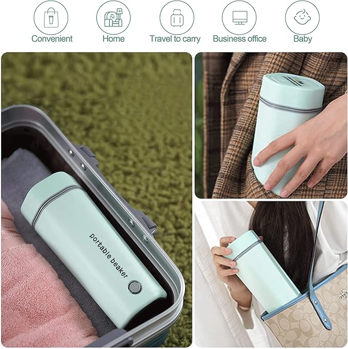 Electric Travel Kettle, Portable Electric Kettle, Mini Hot Water Boiler, Small Travel Tea Kettle Fast Boiling Water, One Cup Hot Water Maker, 350ml-Green