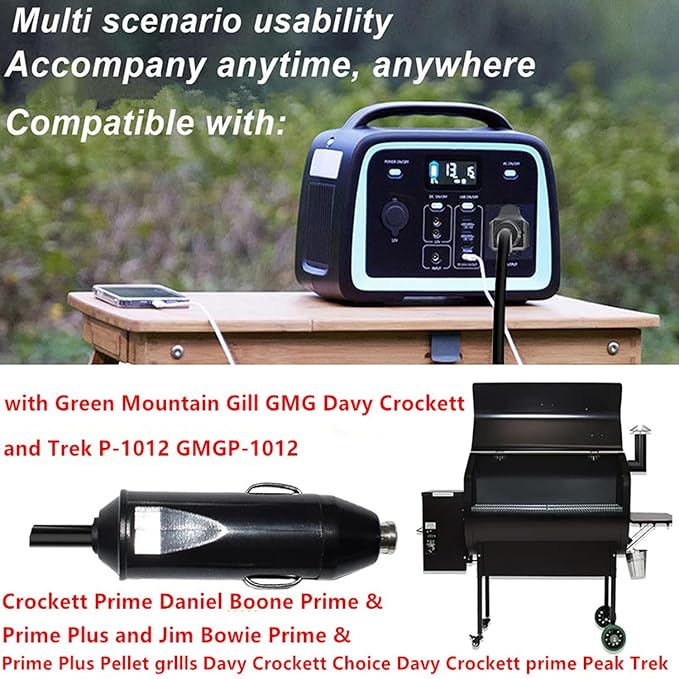 12V Power Adapter Compatible with Green Mountain Grill Davy Crockett, for P-1001 GMG-ADP10A GMGADP10A Part Numbers: P-1235, GMGP100, P-1266 GMG Green Davy Crockett,Power Supply Cord Charger PSU 