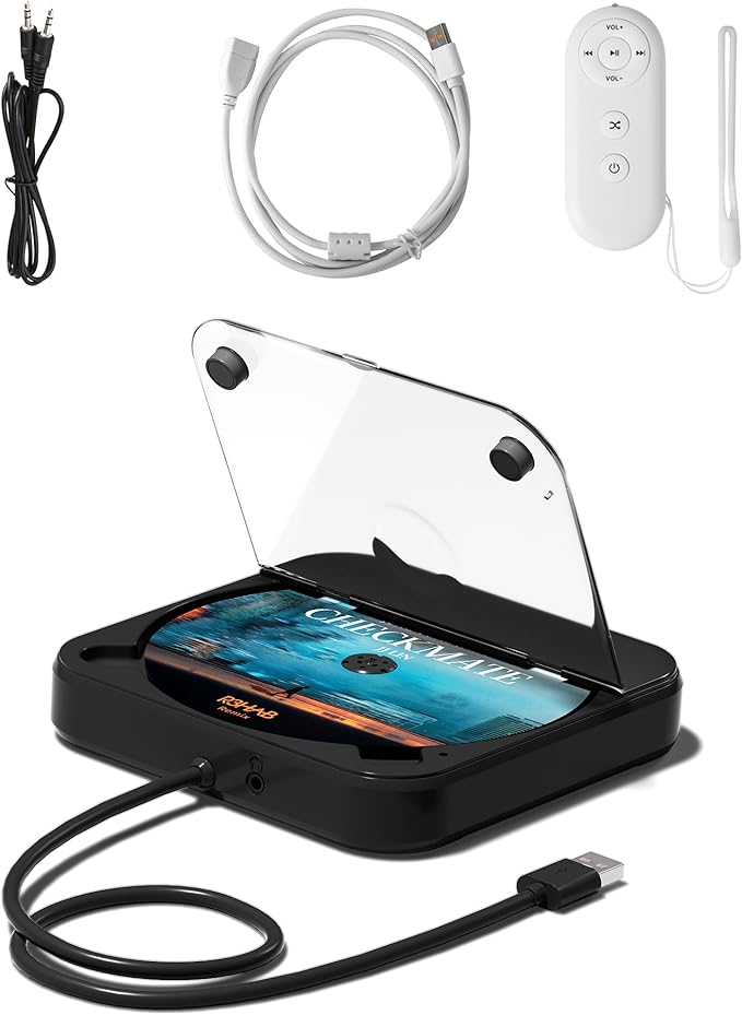 ENVYCLOUD Portable Car CD Player with USB/AUX Port,External CD Player Compatible with Car Radio Stereo, Laptop, TV, Computer,Universal for Vehicle with Adapter (Black)