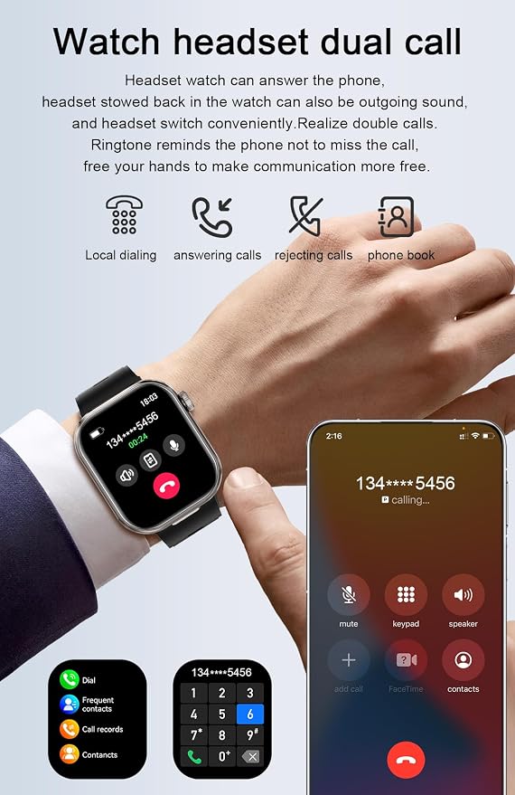 Smart Watch with Earbuds for Women, 2'' HD (Answer/Make Calls) 2 in 1 Smartwatches and Headphones,100+ Sport Modes Fitness Tracker with Heart Rate/Sleep, Compatible iPhone/Samsung/Android