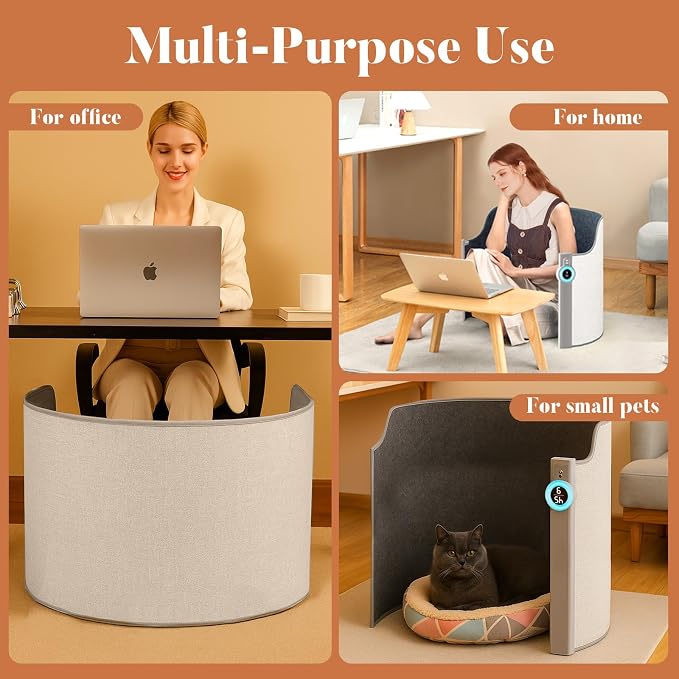 Under Desk Heater for Office & Home, Quiet Electric Foot/Leg Warmer with Heated Floor Mat, Personal Electric Panel Space Heater with Thermostat & Timer, Suitable for Birthday or Christmas Gifts