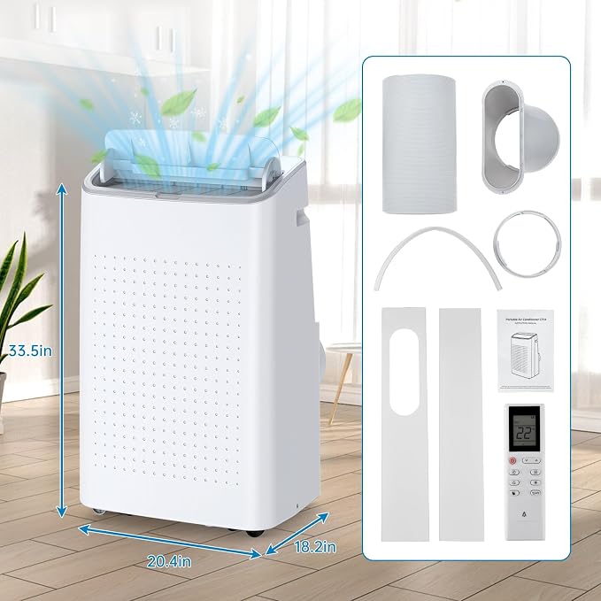 GarveeLife 14,000 BTU Portable Air Conditioners, Cools Large Room Up to 750 Sq.Ft, 4-in-1 AC Unit with Dehumidifier & Fan, Remote Control, Quiet Sleep Mode, Energy Efficient for Home Office Garage