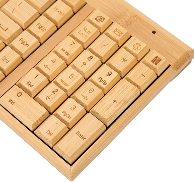Bamboo Keyboard and Mouse, 2.4GHz Computer Devices with USB Receiver, Optional 1200DPI MouseCompact KeyboardWireless Keyboard and Mouse Combo (Keyboard)