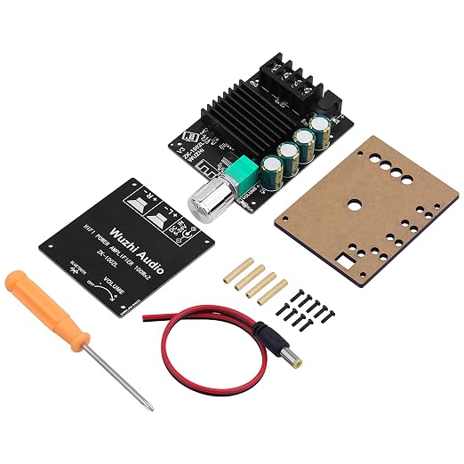 ZK-1002L 200W Audio Power Amplifier Board with Bluetooth and AUX Inputs, 2.0 Channel Stereo Mini Power Amplifier Receiver Module for Home DIY Speakers System, DC 5-24V