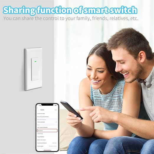 Smart Switch 3 Way Smart Alexa Light Switch Compatible with Alexa and Google Home, 2.4Ghz WiFi Light Smart Switch, Remote Control Light Switches,Neutral Wire Required (2)