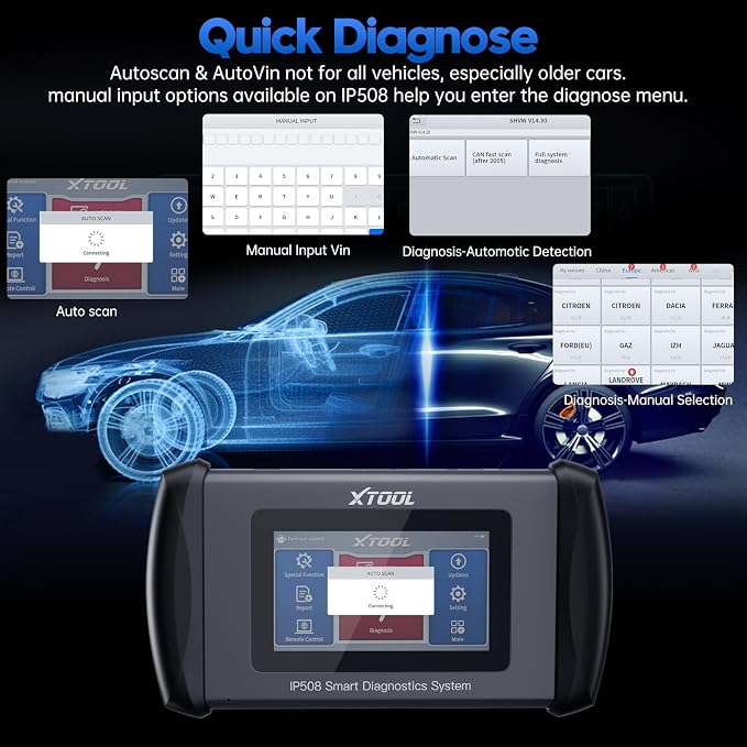 OBD2 Scanner XTOOL IP508, 9 Services, Scan Tool for ABS Bleed, EPB, BMS, Oil Reset, Throttle Relearn, ABS SRS Transmission Car Diagnostic Tool, Check Engine Code Reader, No Subscription Fee