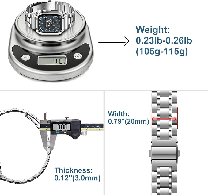 MioHHR Stainless Steel Watch Band with Case Compatible with Apple Watch Series 6 5 4 SE3/2/1(44mm) Series 3/2/1(42mm),Rugged Strap with Metal Protective Bumper Cover for iWatch Band Men(Silver)