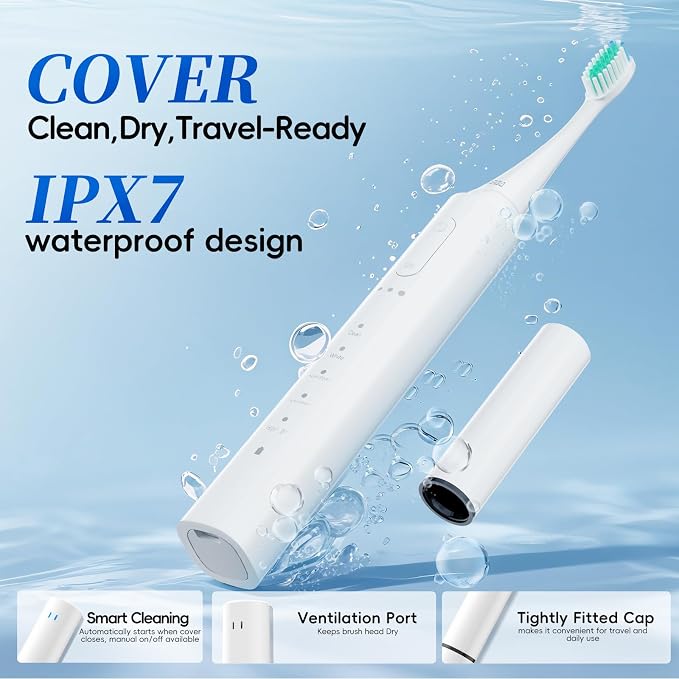 SEIGA Sonic Electric Toothbrush for Adults,Rechargeable Toothbrush with 5 Modes & 3 Intensities,Soft Bristles, 2-Minute Timer,IPX7 Waterproof,Travel Electric Toothbrush with 60-Day Battery Life