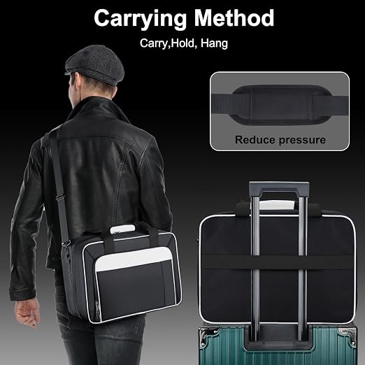 GDNasist Carrying Case Fit for PS5, Travel Thickened Protective Bag Compatible with Playstation 5 Console, Headset, PS5 Controller, Game Discs, and Gaming Accessories, White