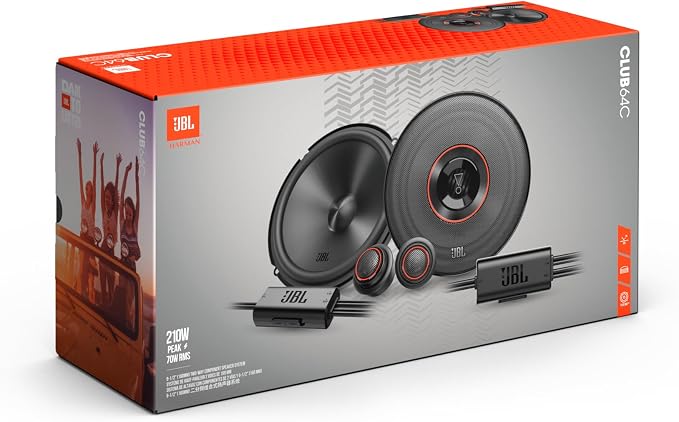 JBL Club 64C - 6-1/2" (160mm) Two-Way Component Speaker System, 70W RMS, 210W Peak, Sensitivity (@ 2.83V): 92dB, Frequency Response: 55Hz – 20kHz, Nominal Impedance: 3.0 ohms
