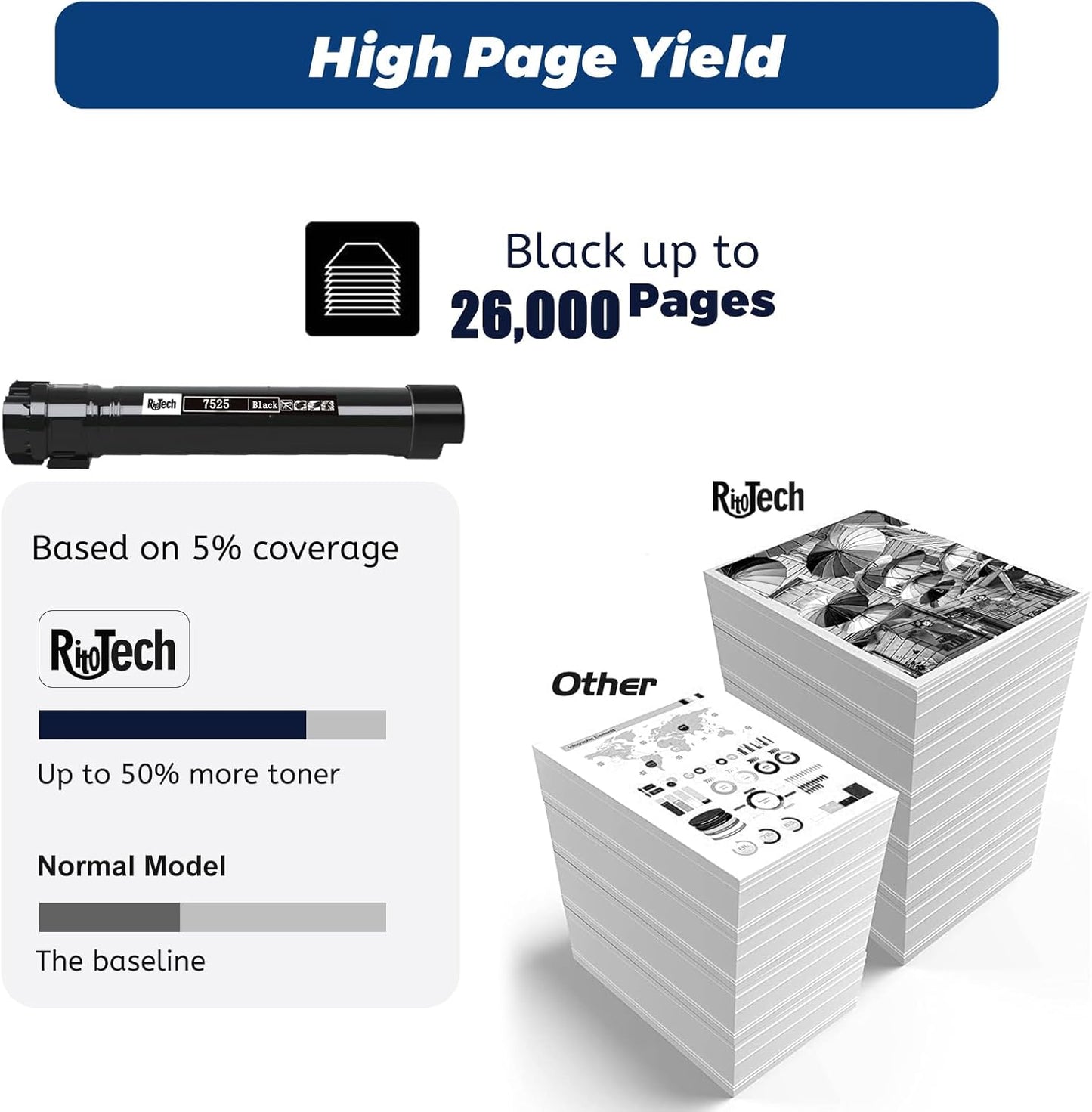 006R01513 Toner Cartridge Replacement for Xerox WorkCentre 7525 7530 7535 7545 7556 7830 7835 7845 7855 - Extra High Capacity Up to 26,000 Pages,1 Pack,with Upgraded Chip,No Fading,No Streak